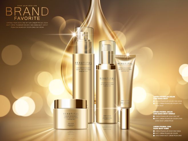 金色華彩 海外高端化妝品護(hù)膚品的奢華海報(bào)藝術(shù)