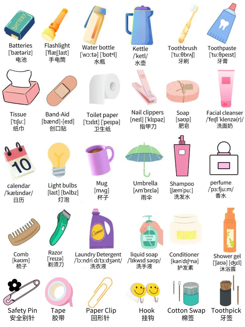 常見生活日用品的英語單詞表達合集